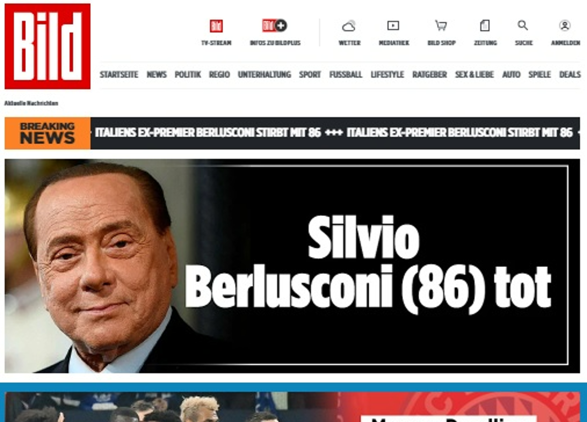 Bild Apertura morte Berlusconi Bild Apertura morte Berlusconi