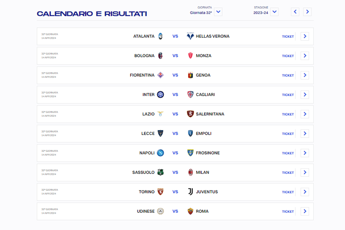 CALENDARIO SERIE A 32 GIORNATA (DA LEGA SERIE A) CALENDARIO SERIE A 32 GIORNATA (DA LEGA SERIE A)