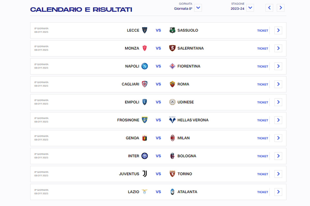 CALENDARIO SERIE A, 8 GIORNATA (DA LEGA SERIE A) CALENDARIO SERIE A, 8 GIORNATA (DA LEGA SERIE A)