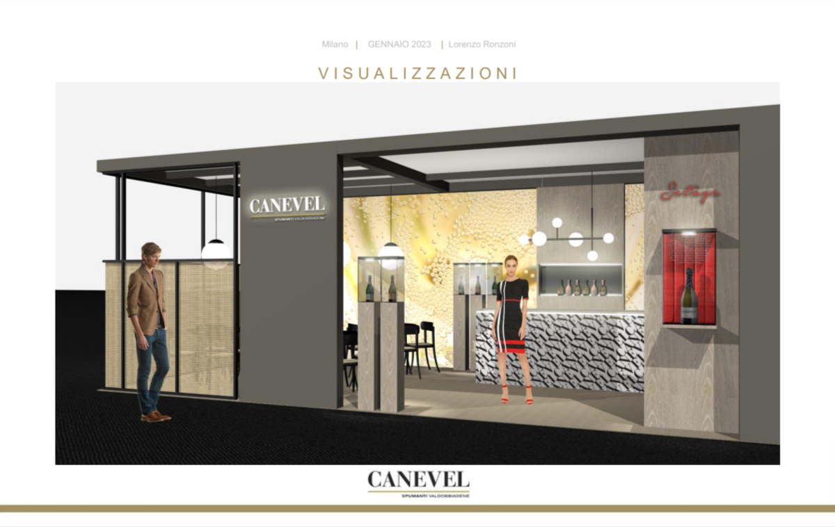 Rendering dello stand Canevel Rendering dello stand Canevel
