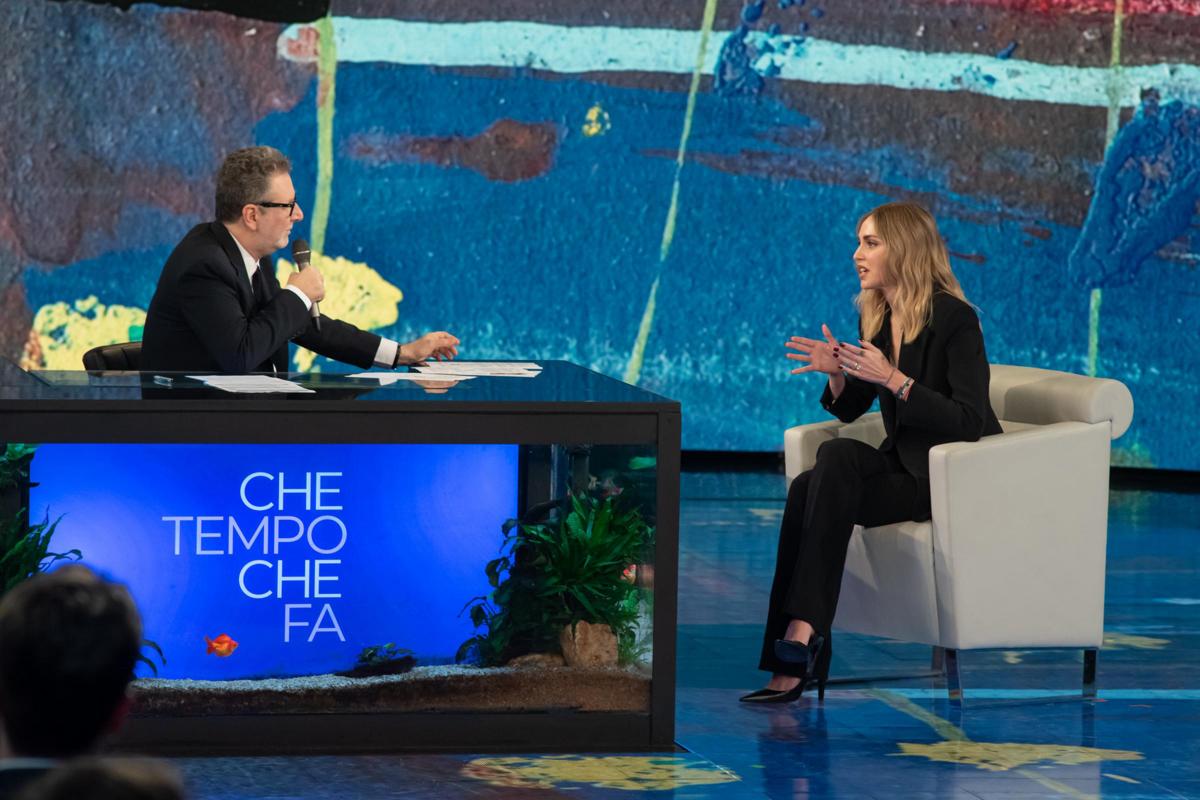 Chiara Ferragni ospite di Fabio Fazio a Che tempo che fa (foto Lapresse) Chiara Ferragni ospite di Fabio Fazio a Che tempo che fa (foto Lapresse)