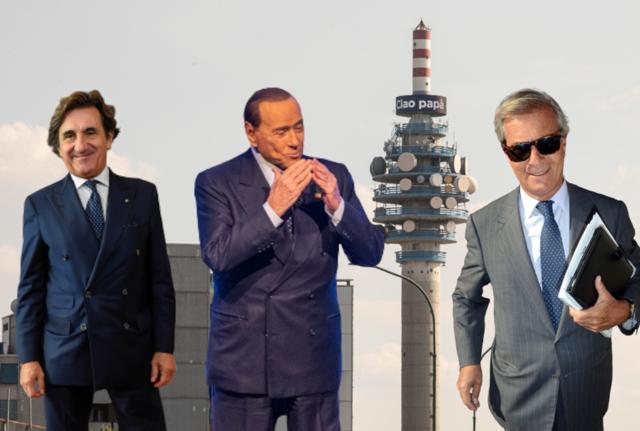 Mediaset, Urbano Cairo, Silvio Berlusconi e Vincent Bolloré Mediaset, Urbano Cairo, Silvio Berlusconi e Vincent Bolloré