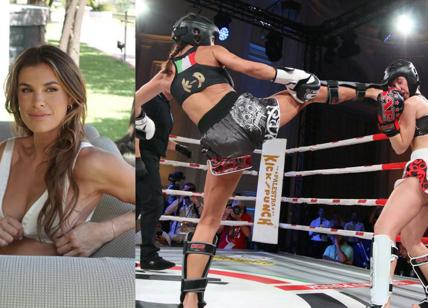 Canalis show: seducente sul divano (seno esplosivo) guerriera sul ring. FOTO