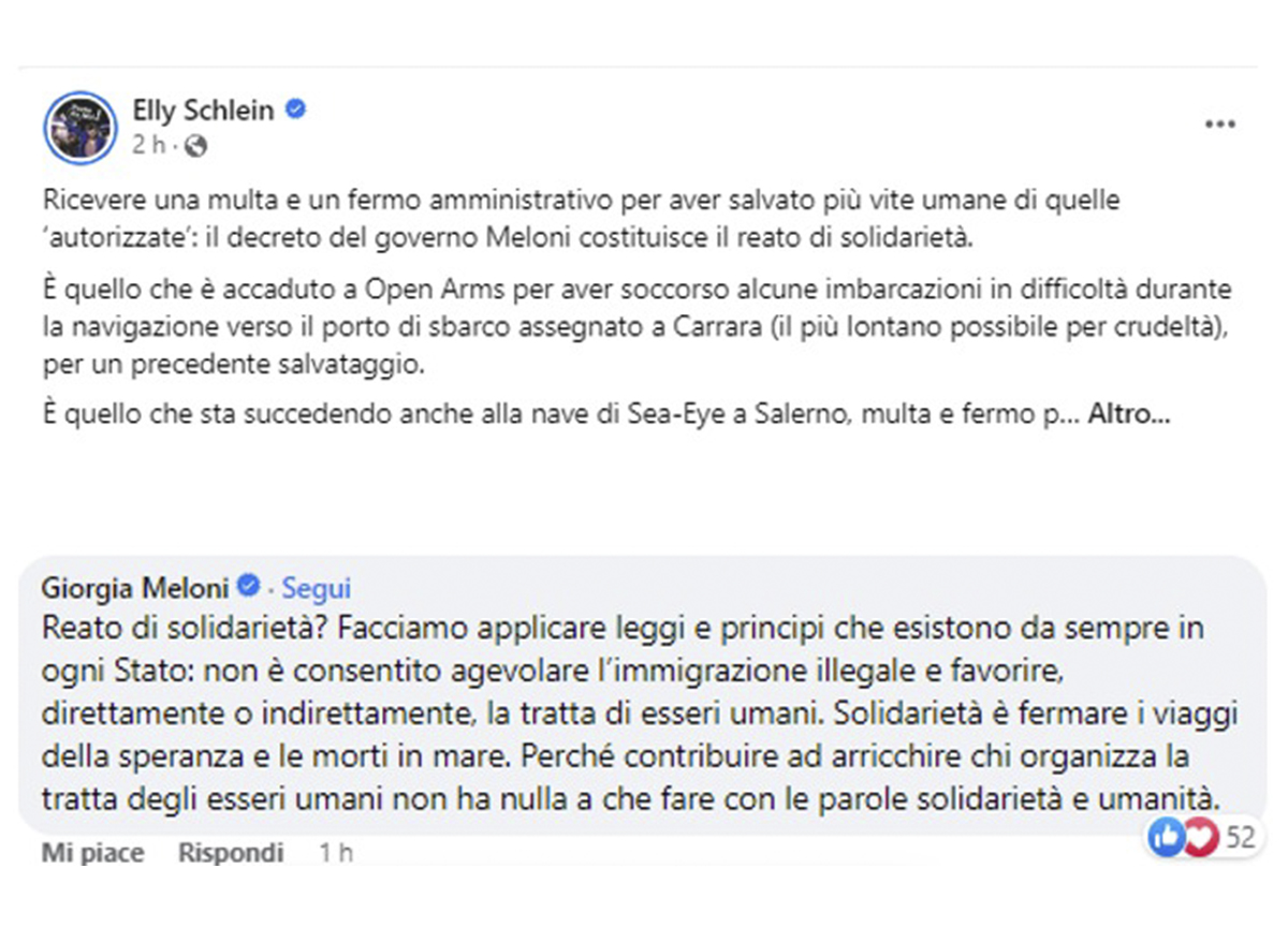 Elly Schlein e Giorgia Meloni, disputa social