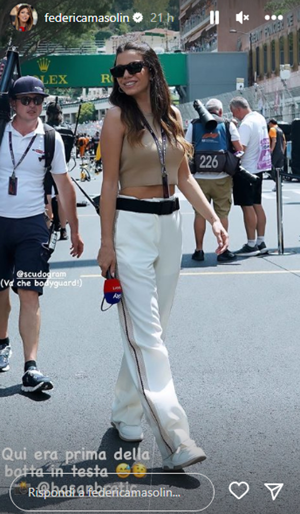 Federica Masolin: "Qui era prima della botta in testa". La storia Instagram (federicamasolin) Federica Masolin: "Qui era prima della botta in testa". La storia Instagram (federicamasolin)