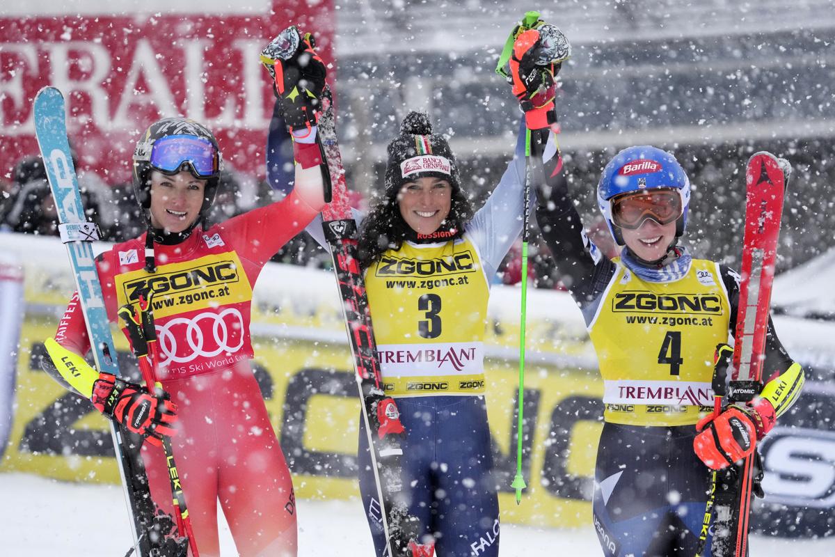 Lara Gut, Federica Brignone e Mikaela Shiffrin (foto Lapresse) Lara Gut, Federica Brignone e Mikaela Shiffrin (foto Lapresse)