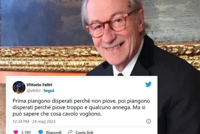 Feltri choc sull'Emilia: "Piangono perchè non piove, poi perchè qualcuno annega" Feltri choc sull'Emilia: "Piangono perchè non piove, poi perchè qualcuno annega"