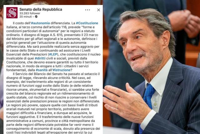 Il Senato stronca su Linkedin l'autonomia, Fontana. "Burocrati remano contro" Il Senato stronca su Linkedin l'autonomia, Fontana. "Burocrati remano contro"