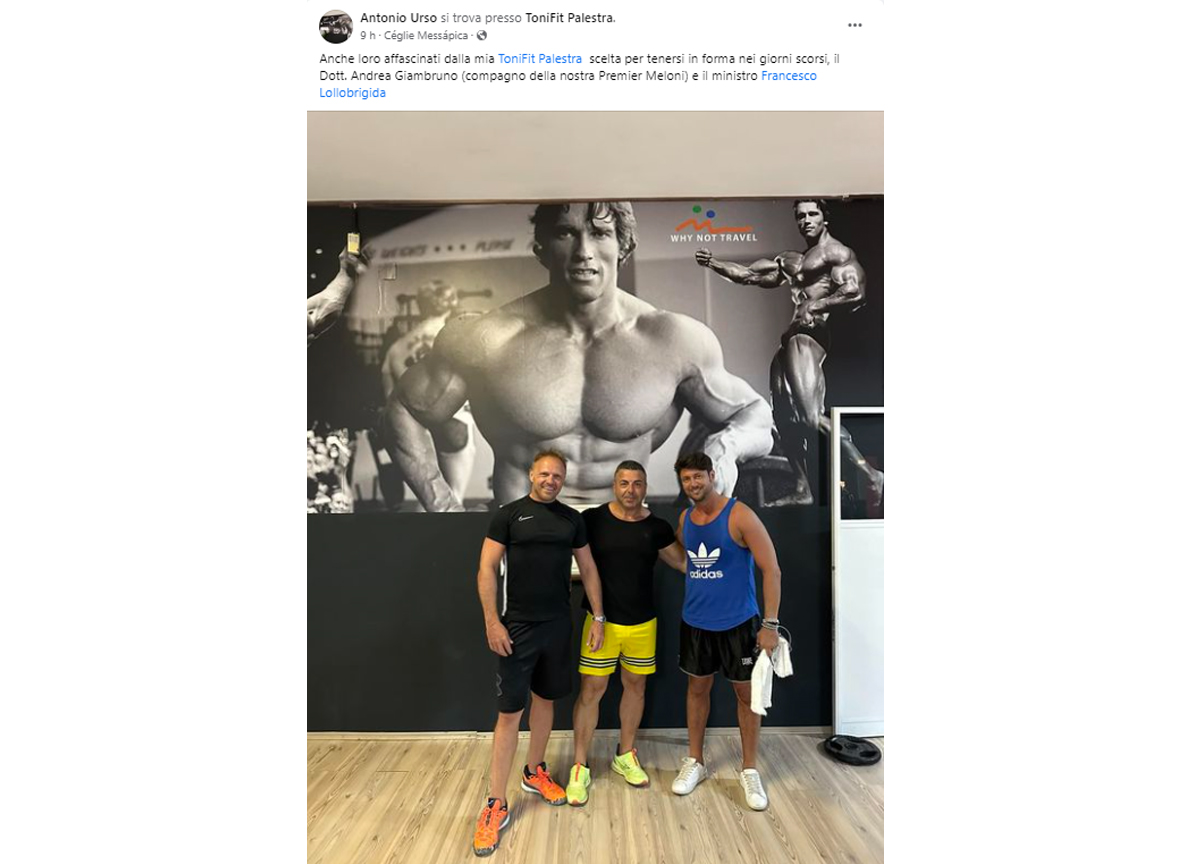 Francesco Lollobrigida, il proprietario della palestra ToniFit a Ceglie Messapica Antonio Urso e Andrea Giambruno