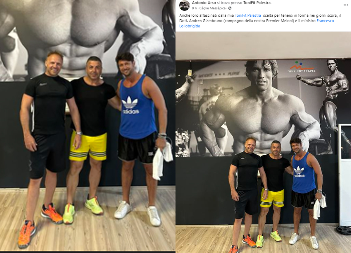 Francesco Lollobrigida, il proprietario della palestra ToniFit a Ceglie Messapica Antonio Urso e Andrea Giambruno