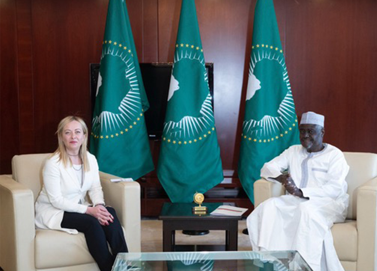 Incontro tra Giorgia Meloni e il presidente dell'Unione Africana Moussa Faki Incontro tra Giorgia Meloni e il presidente dell'Unione Africana Moussa Faki