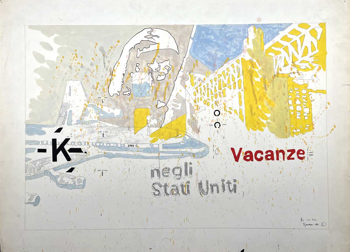 Giangiacomo Spadari Vacanze negli stati uniti 1966 T.mista su carta su tavola cm 50x70  copia