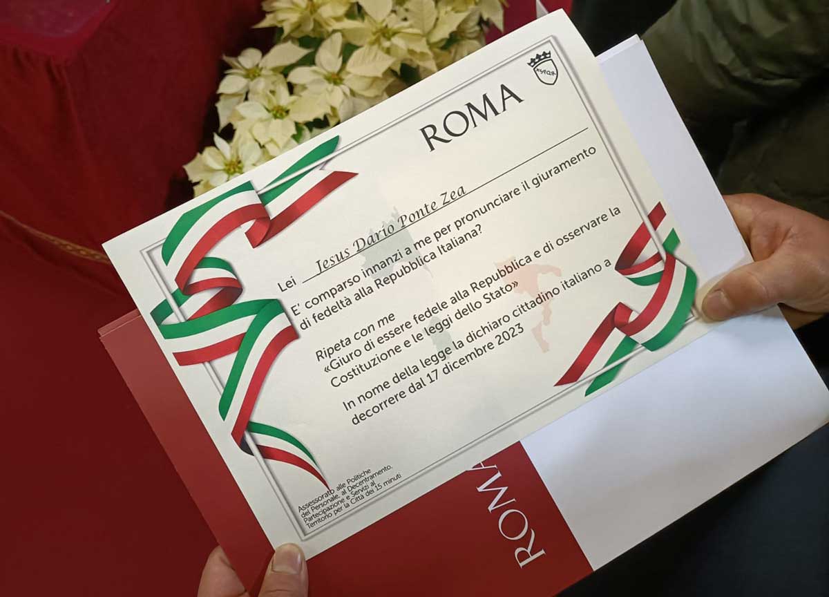 Giuramento a Roma per la cittadinanza italiana Giuramento a Roma per la cittadinanza italiana