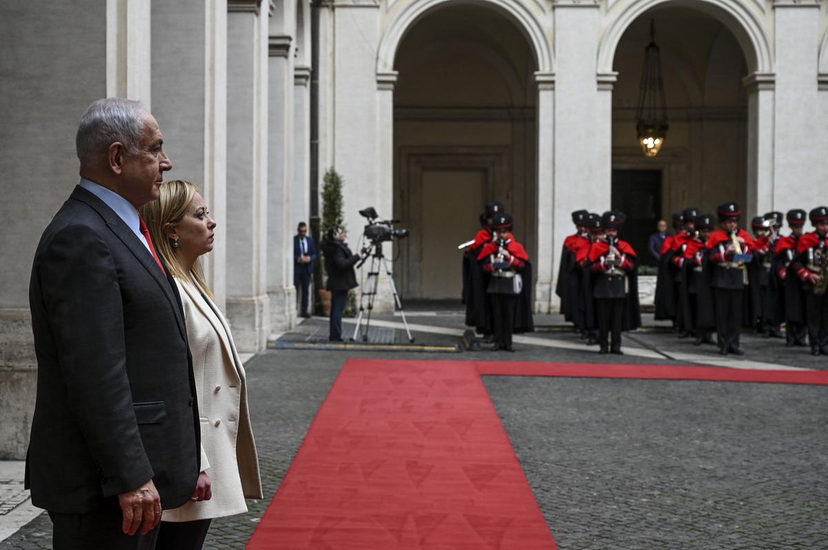 Giorgia Meloni incontra a Roma il premier israeliano Benjamin Netanyahu Giorgia Meloni incontra a Roma il premier israeliano Benjamin Netanyahu