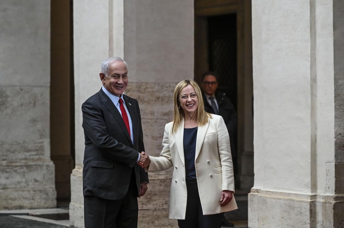 Giorgia Meloni incontra a Roma il premier israeliano Benjamin Netanyahu Giorgia Meloni incontra a Roma il premier israeliano Benjamin Netanyahu