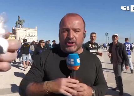 Inter-Benfica, pusher mostra busta di coca in diretta su Sportitalia - VIDEO