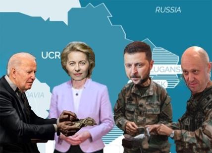 Joe Biden, Ursula Von Der leyen, Vladimir Zelensky  e evgenij Prighozin