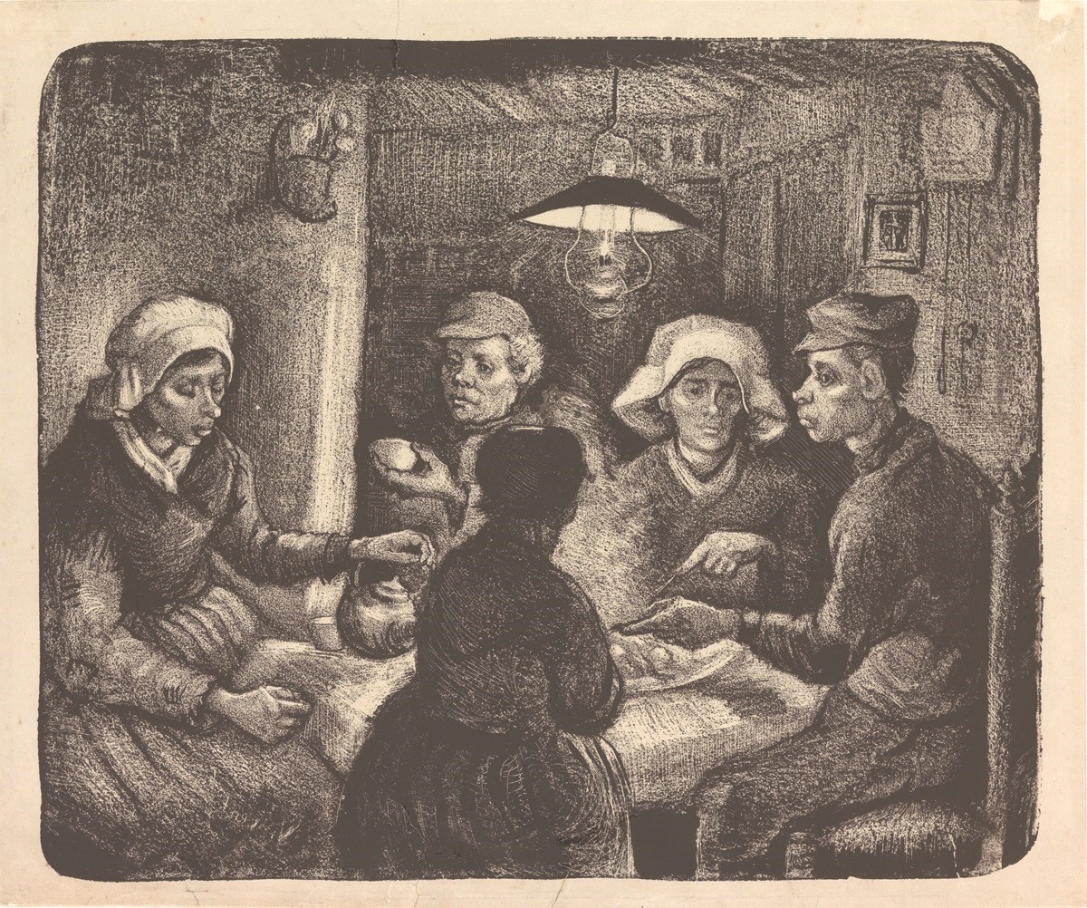 Vincent van Gogh; "I mangiatori di patate"; 1885; Litografia su carta; Kröller-Müller Museum, Otterlo Vincent van Gogh; "I mangiatori di patate"; 1885; Litografia su carta; Kröller-Müller Museum, Otterlo