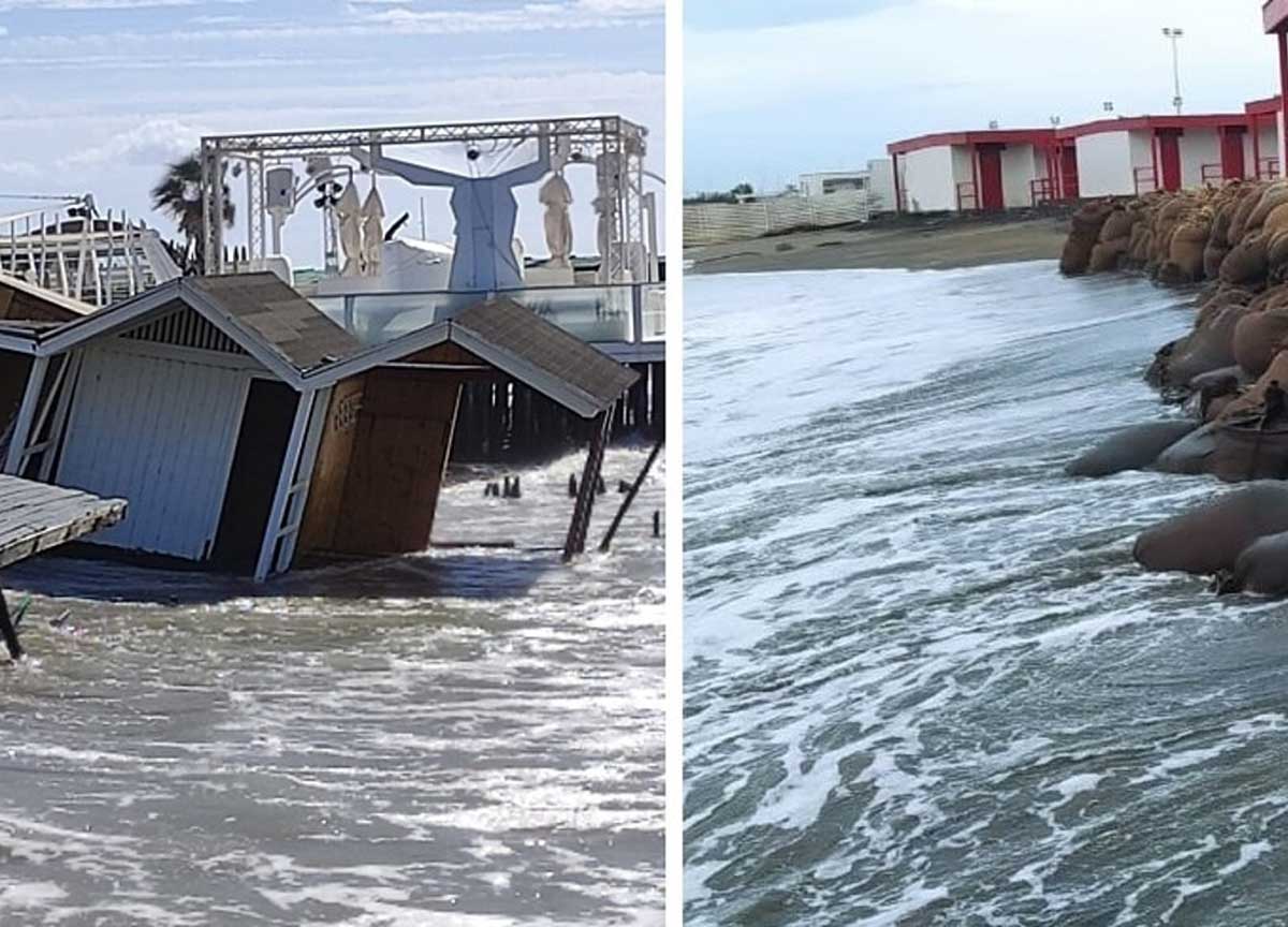 Le cabine distrutte dal mare Le cabine distrutte dal mare