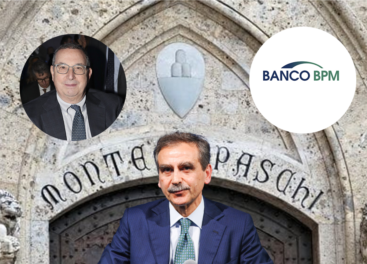In basso Luigi Lovaglio, Amministratore Delegato di MPS e nel cerchio Giuseppe Castagna Amministratore Delegato di BPM In basso Luigi Lovaglio, Amministratore Delegato di MPS e nel cerchio Giuseppe Castagna Amministratore Delegato di BPM