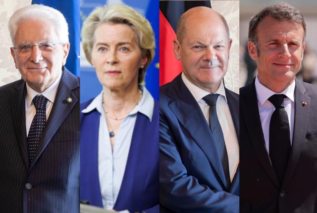 Sergio Mattarella Ursula VonDerLeyen Olaf Scholz Emmanuel Macron Sergio Mattarella Ursula VonDerLeyen Olaf Scholz Emmanuel Macron