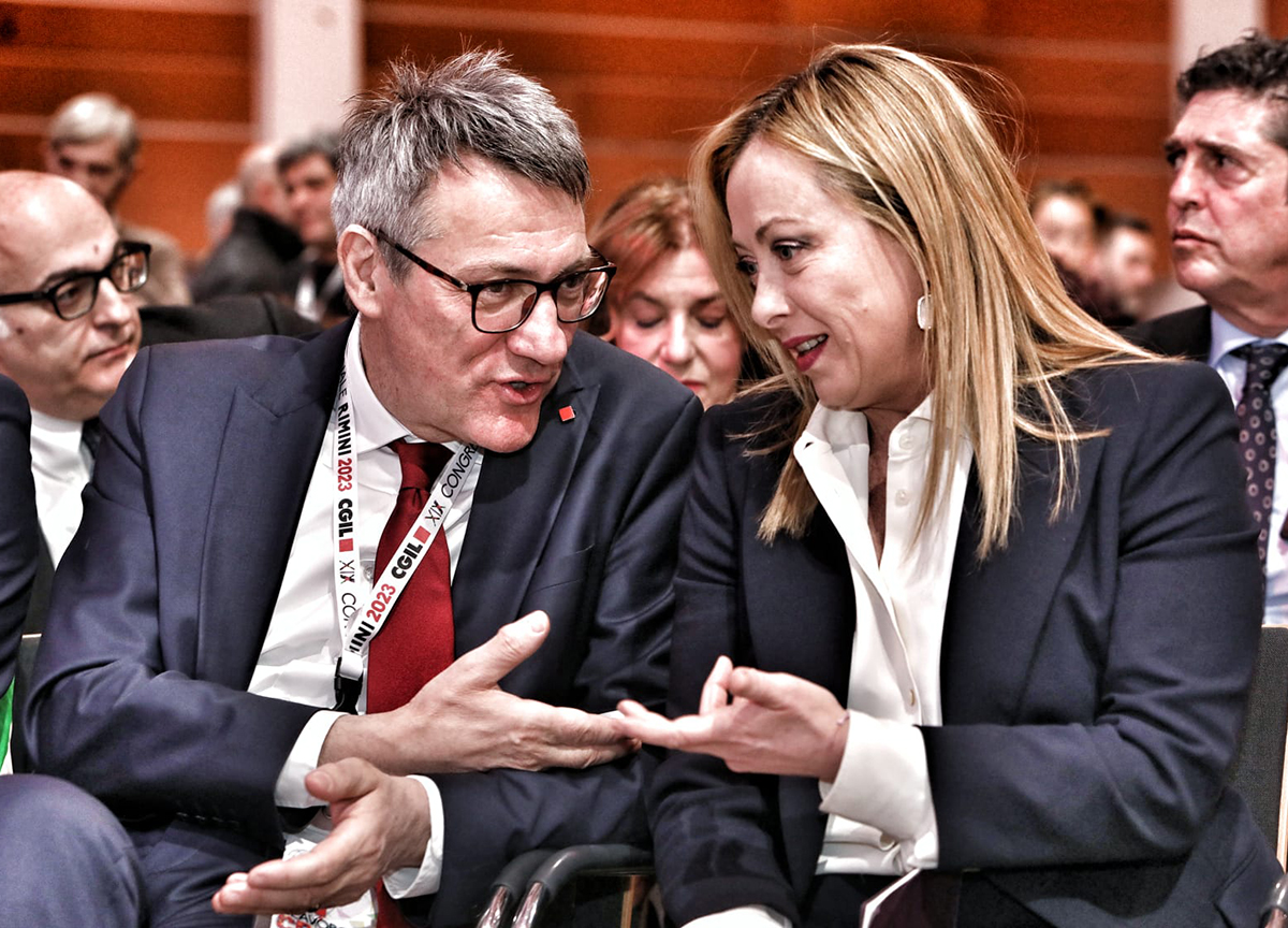 Maurizio Landini e Giorgia Meloni Maurizio Landini e Giorgia Meloni