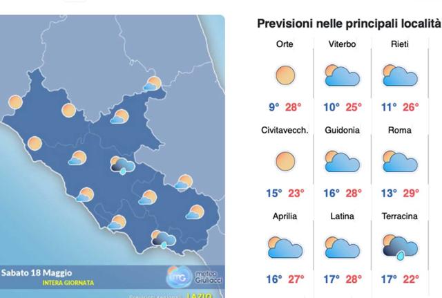 Il meteo del 18 maggio Il meteo del 18 maggio