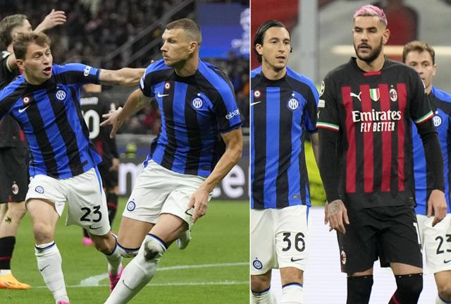 Dzeko - Theo Hernandez (foto Lapresse) Dzeko - Theo Hernandez (foto Lapresse)