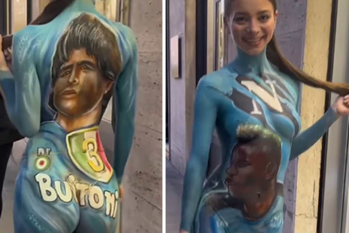 napoli scudetto body painting modella