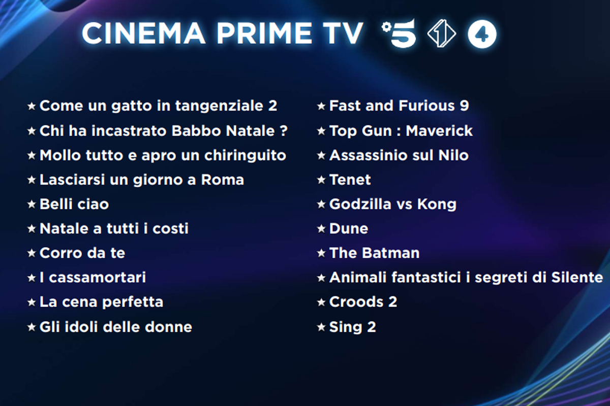 palinsesti mediaset cinema 