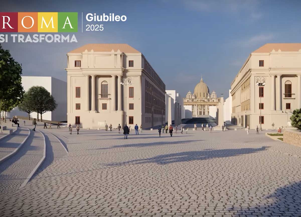 Il rendering del progetto di piazza Pia Il rendering del progetto di piazza Pia