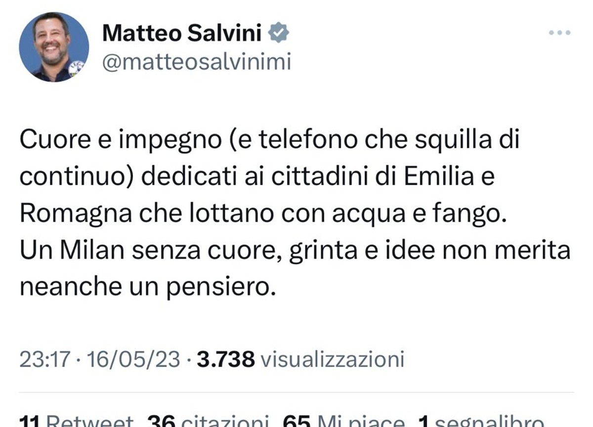 Tweet di Salvini