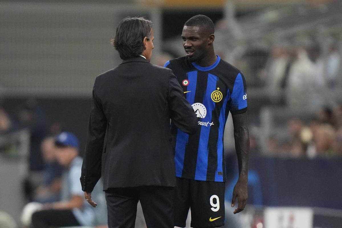 Thuram e Simone Inzaghi (foto Lapresse) Thuram e Simone Inzaghi (foto Lapresse)