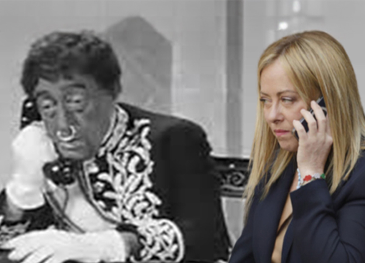 Nell'immagine Totò ambasciatore del Catonga (Totòtruffa '62) e Giorgia Meloni Nell'immagine Totò ambasciatore del Catonga (Totòtruffa '62) e Giorgia Meloni