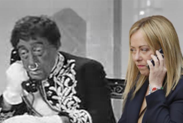 Nell'immagine Totò ambasciatore del Catonga (Totòtruffa '62) e Giorgia Meloni Nell'immagine Totò ambasciatore del Catonga (Totòtruffa '62) e Giorgia Meloni