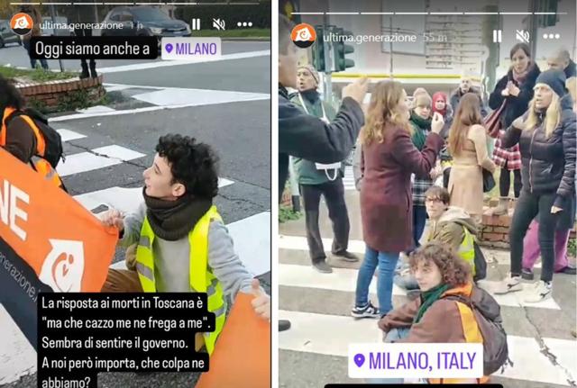 Ultima Generazione blocca il traffico a Milano Ultima Generazione blocca il traffico a Milano