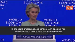 Von der Leyen a Davos: "Preoccupano disinformazione e polarizzazione"