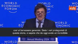 Milei al Wef di Davos: "Non lasciatevi intimorire. Viva la libertà, ca**o"