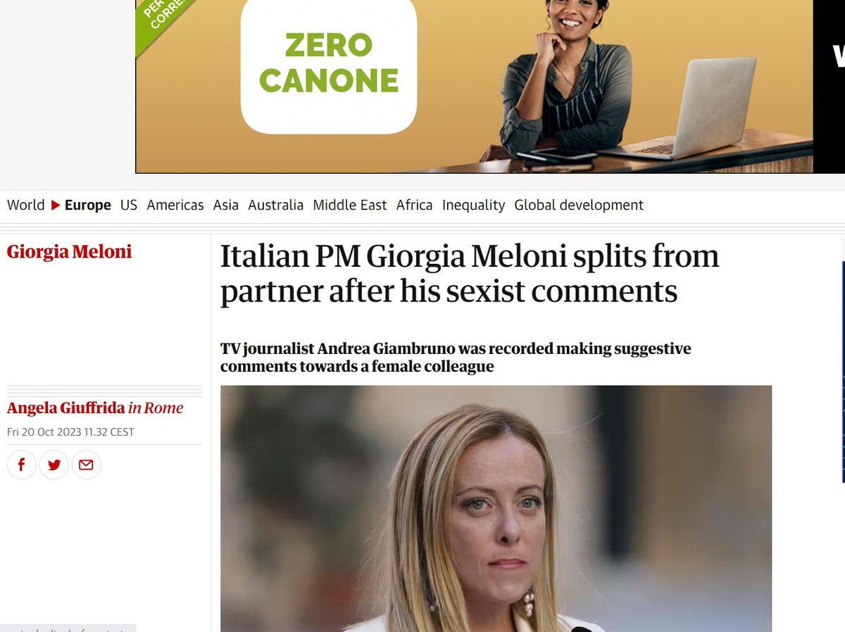 Articoli rottura Meloni - Giambruno sulla Stampa estera Articoli rottura Meloni - Giambruno sulla Stampa estera