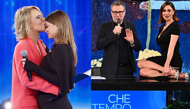 Maria De Filippi e Alessandra Amoroso (foto ufficio stampa), Fabio Fazio e Belen (foto Ipa) Maria De Filippi e Alessandra Amoroso (foto ufficio stampa), Fabio Fazio e Belen (foto Ipa)