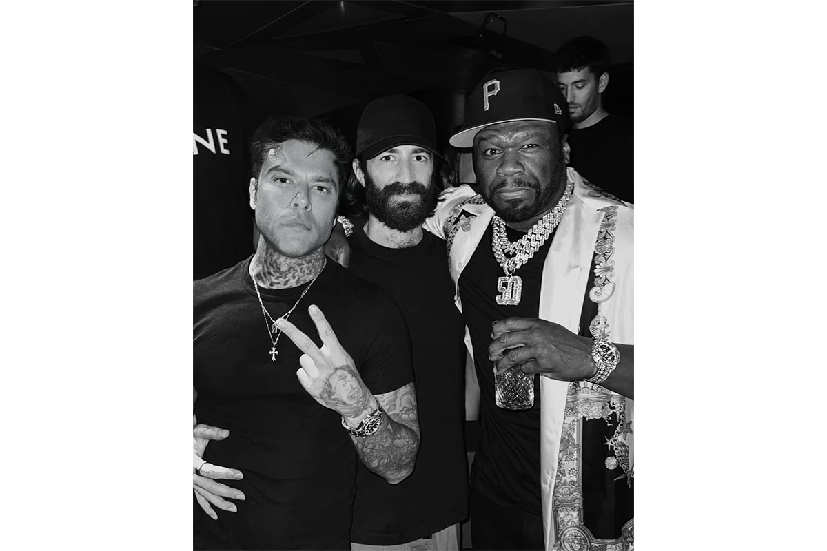 Fedez, Leonardo Maria Del Vecchio und 50 Cent in Monte Carlo für den F1 GP