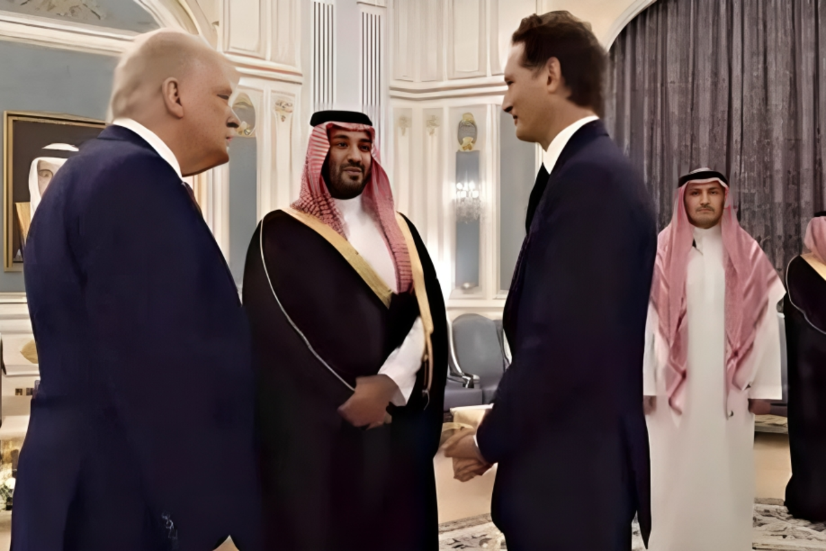John Elkann, Mohammed bin Salman Al Saud e Donald Trump John Elkann, Mohammed bin Salman Al Saud e Donald Trump
