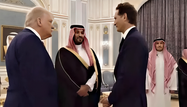 John Elkann,  Mohammed bin Salman Al Saud e Donald Trump 