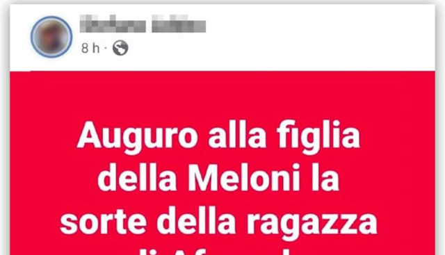Post contro la figlia di Giorgia Meloni Post contro la figlia di Giorgia Meloni