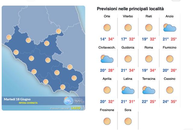 Il meteo del 18 giugno Il meteo del 18 giugno