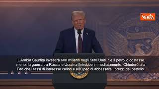 Trump: "Chiederò a Opec e Riad di abbassare i prezzi del petrolio”