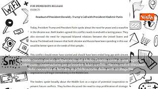 Trump-Putin, telefonata di 3 ore. Il messaggio della Casa Bianca: Concordata una pace duratura