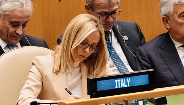 Giorgia Meloni all' Assemblea generale dell'Onu