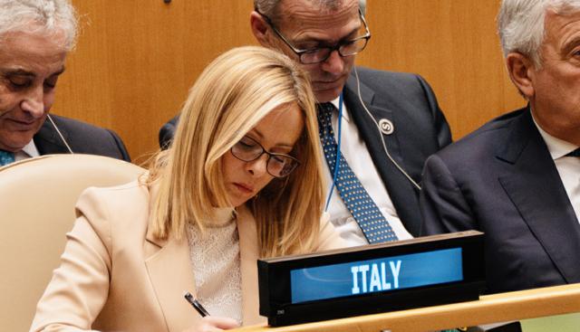 Giorgia Meloni all'Onu (Foto Lapresse)