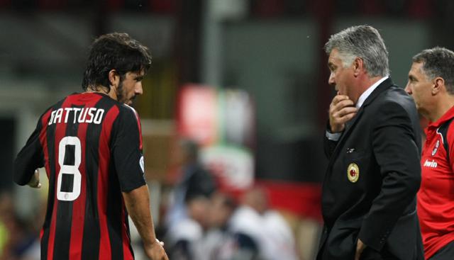 Gattuso e Ancelotti (Foto Lapresse) Gattuso e Ancelotti (Foto Lapresse)